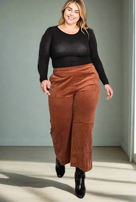 Plus Size Velvet Capri Pants