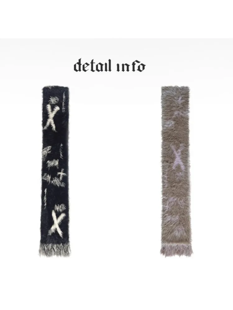 Punk Graffiti Mink Lazy Super Long Knit Scarf【s0000003879】