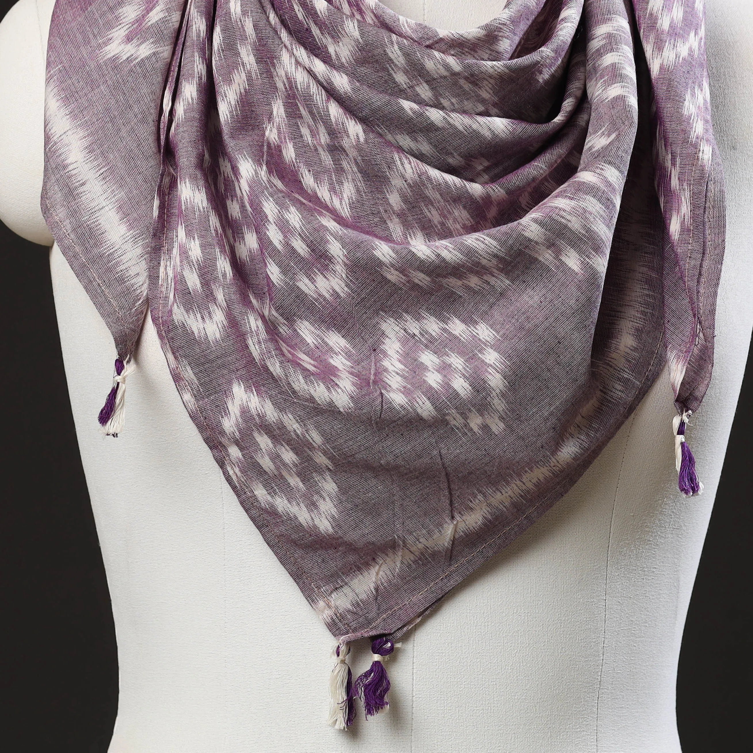 Purple - Maniabandha Ikat Handloom Cotton Scarf