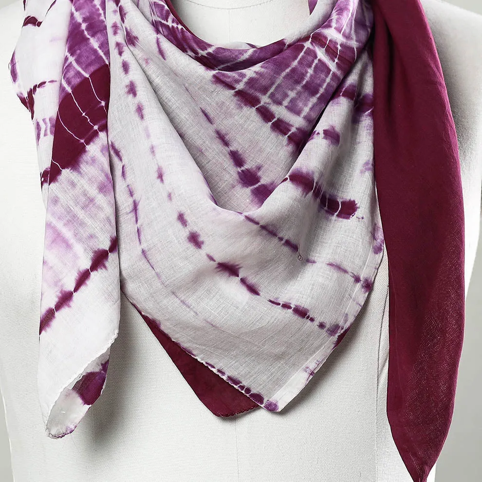 Purple - Shibori Tie-Dye Mul Cotton Scarf