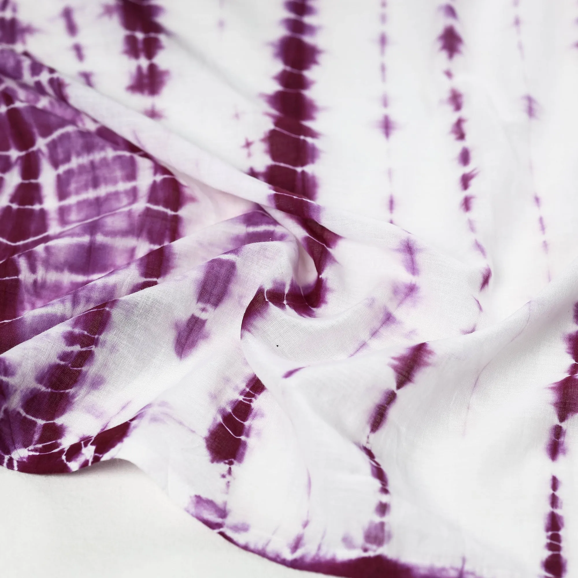 Purple - Shibori Tie-Dye Mul Cotton Scarf