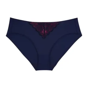 Radiate Lace Midi Brief - Navy Berry