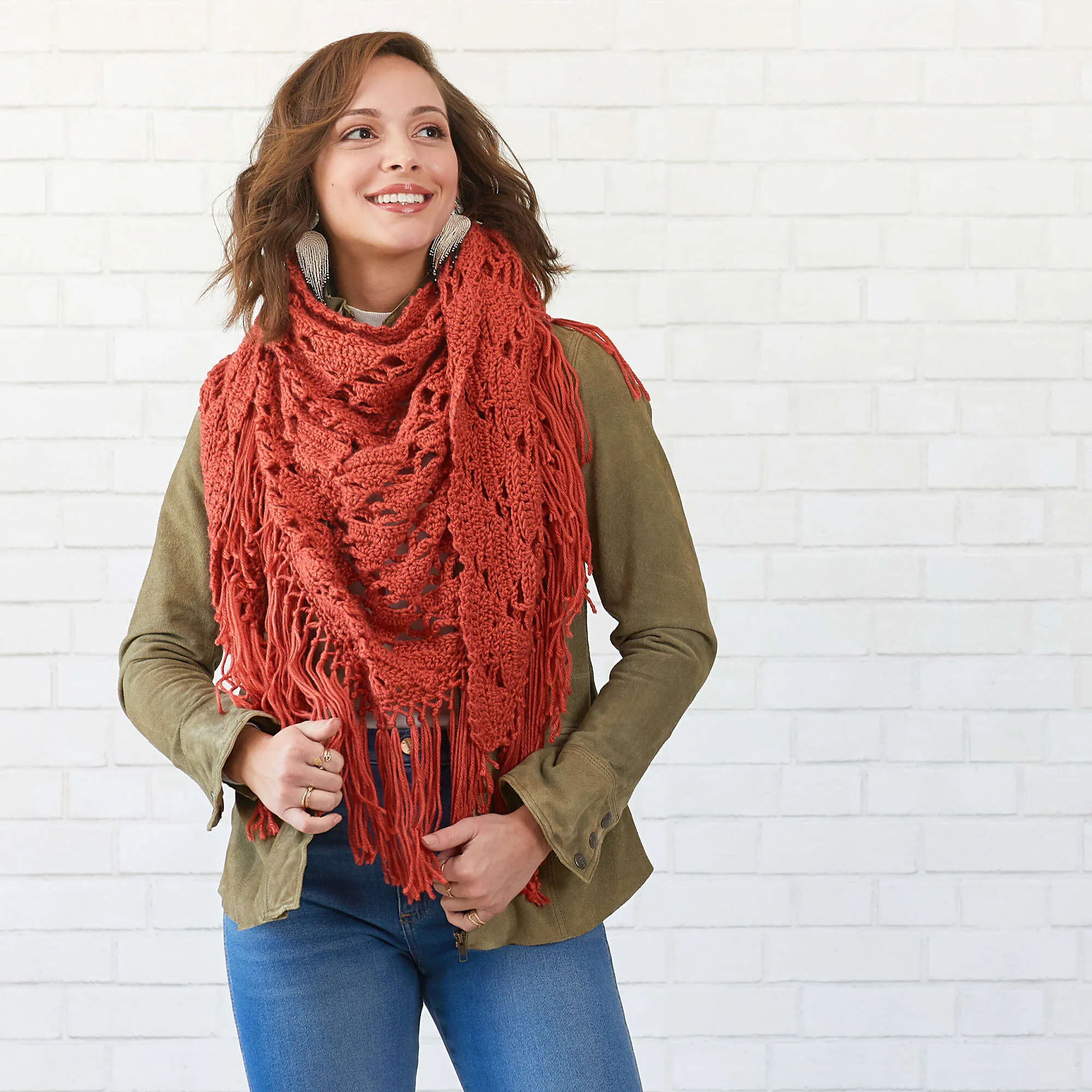 Red Heart Crochet Boho Vibe Shawl