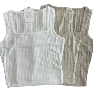 Ribbed Square Neck Top