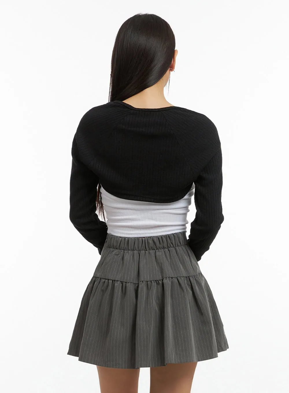 Ribbed Strap Bolero Cardigan IS402