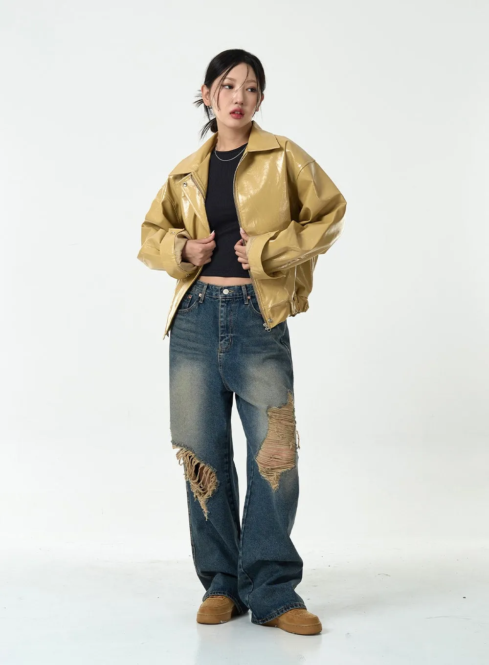 Ripped Wide Denim Pants CG10