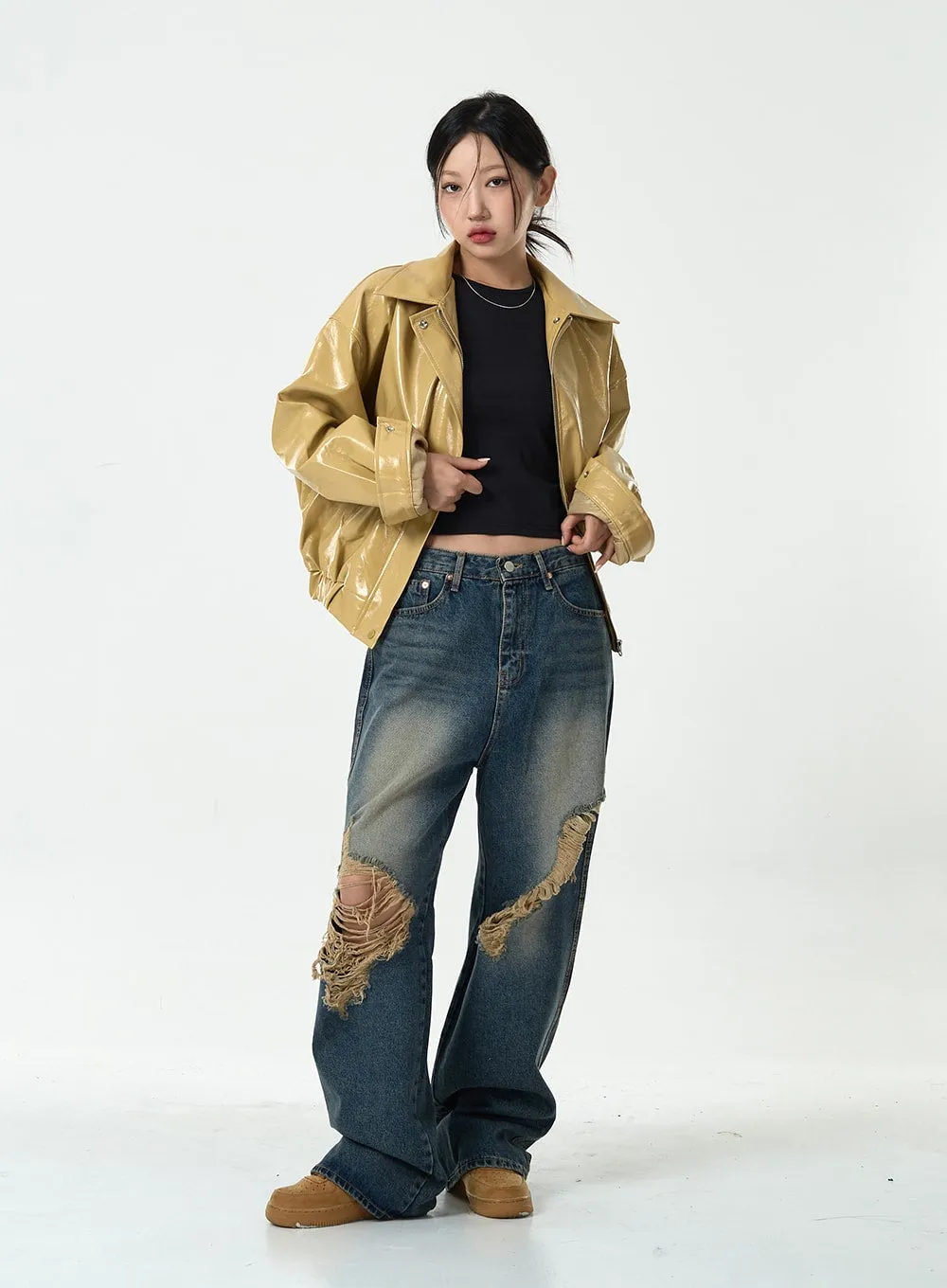 Ripped Wide Denim Pants CG10