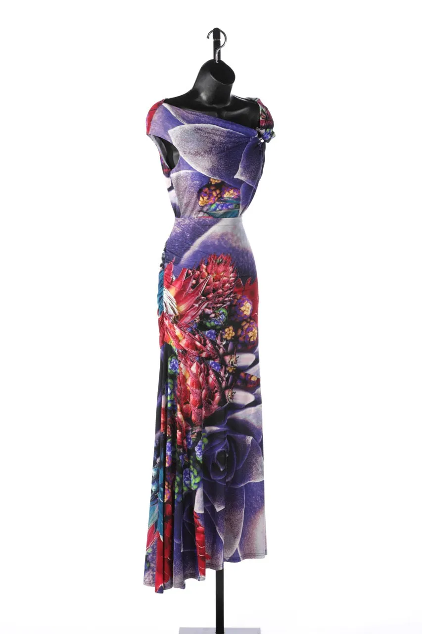 Roberto Cavalli Purple Blue & Red Floral Maxi Skirt (Part of Set)