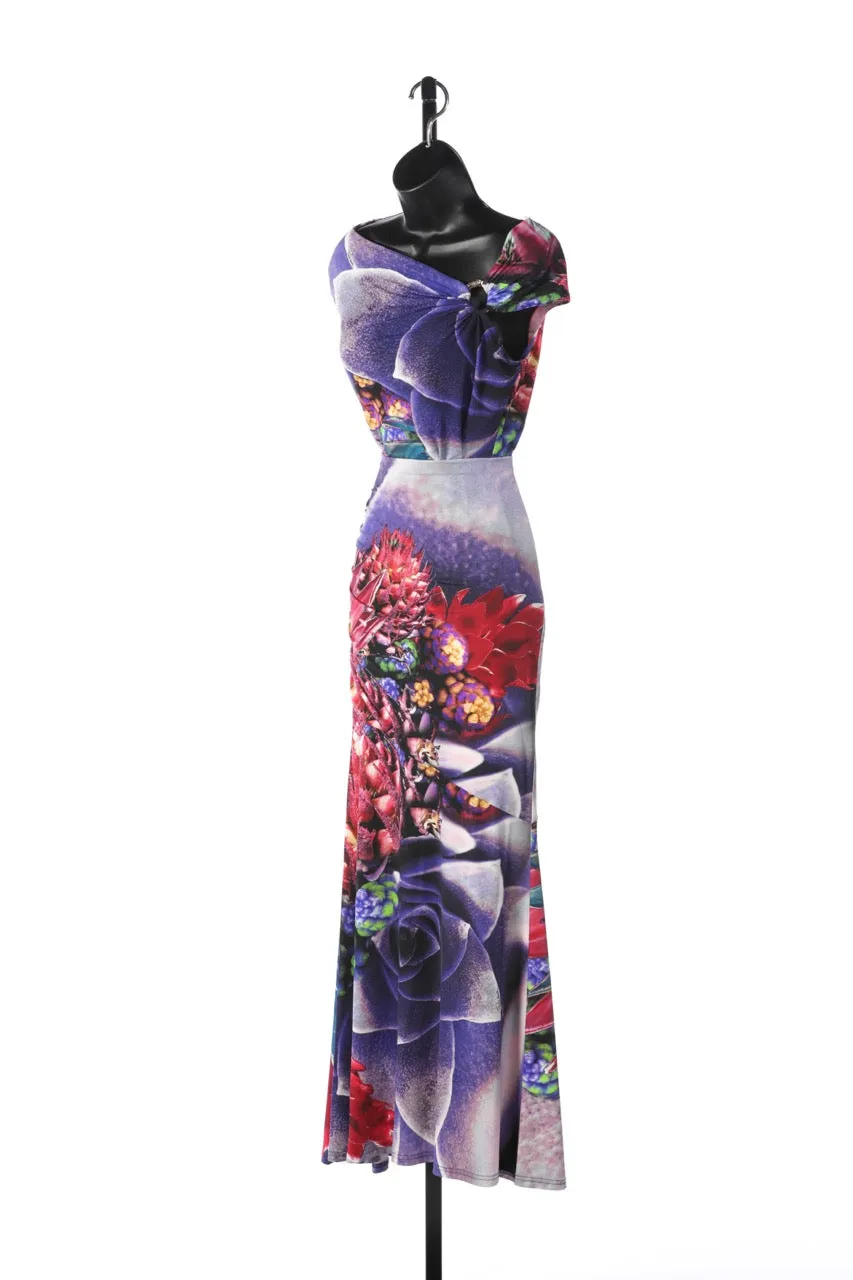 Roberto Cavalli Purple Blue & Red Floral Maxi Skirt (Part of Set)