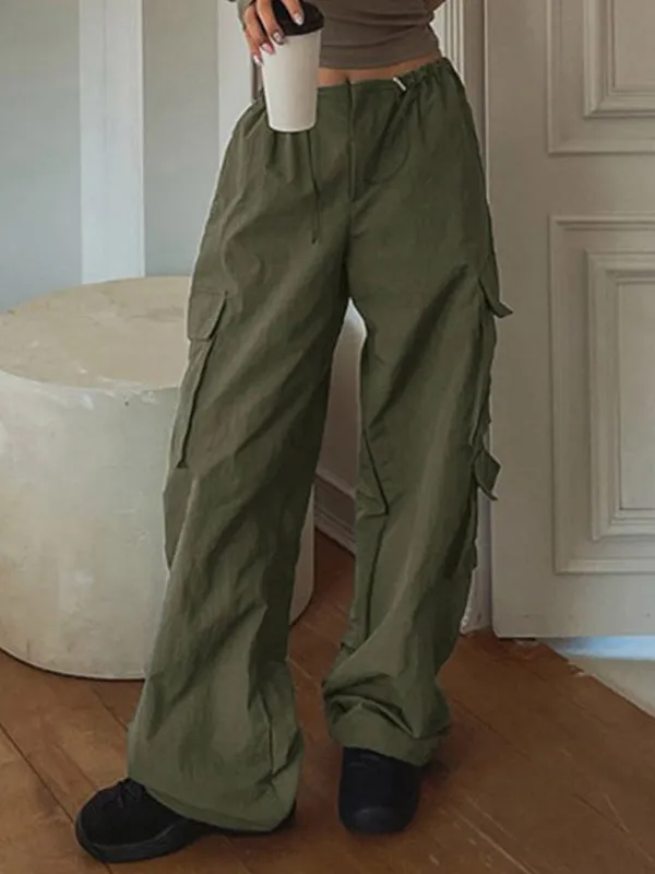 Ruched Parachute Baggy Cargo Pants