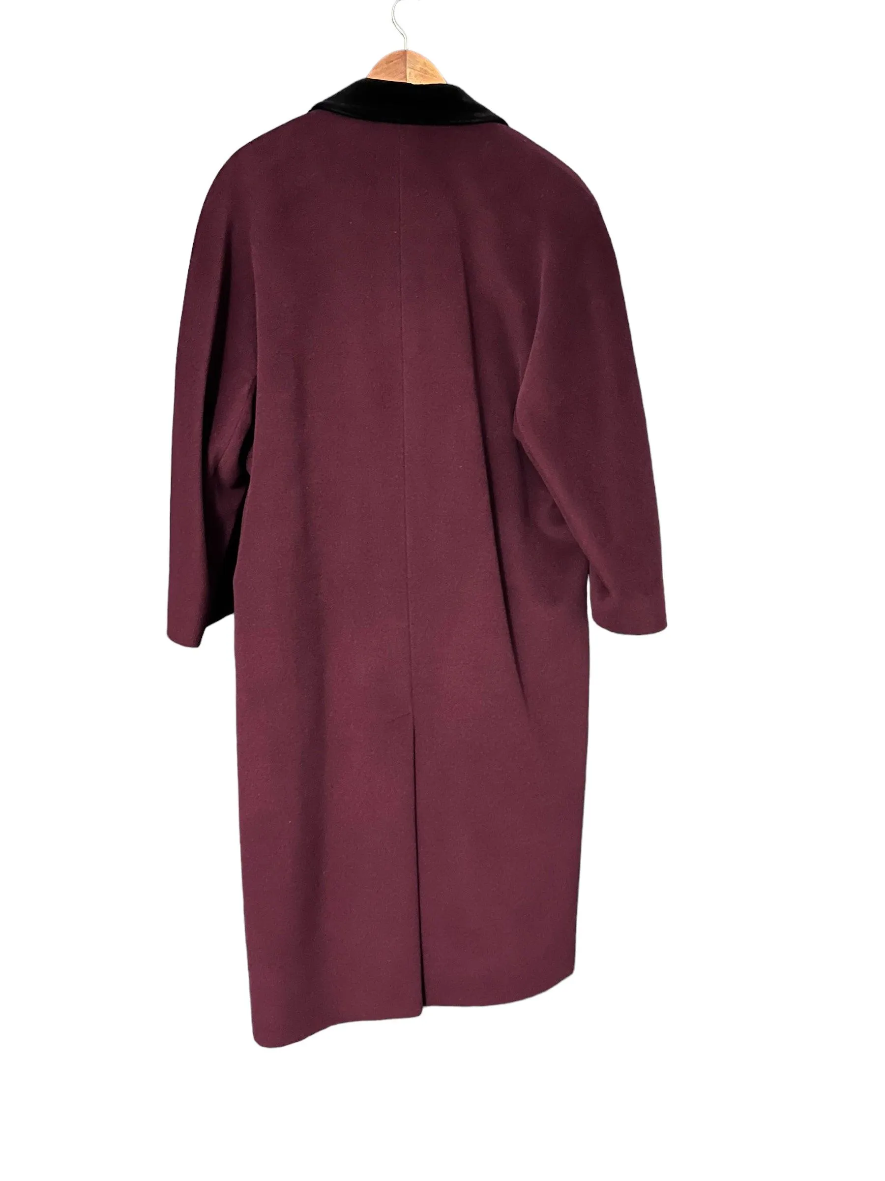 Selfridges Huberman Wool Cashmere Angora Blend Burgundy Coat UK Size 8