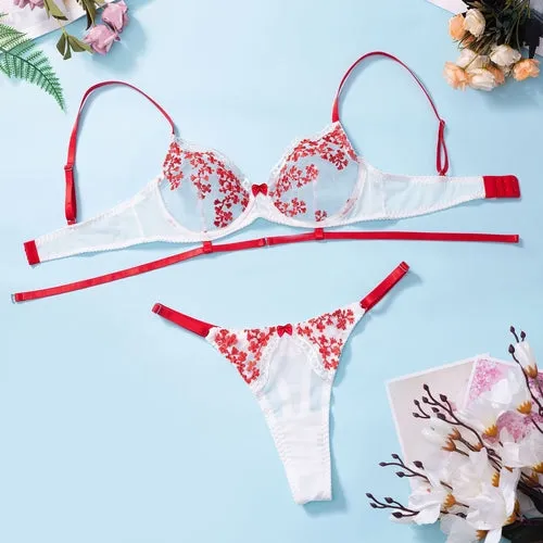 Sexy Women Clothing Floral Embroidered Underwear Bra Sexy Suit