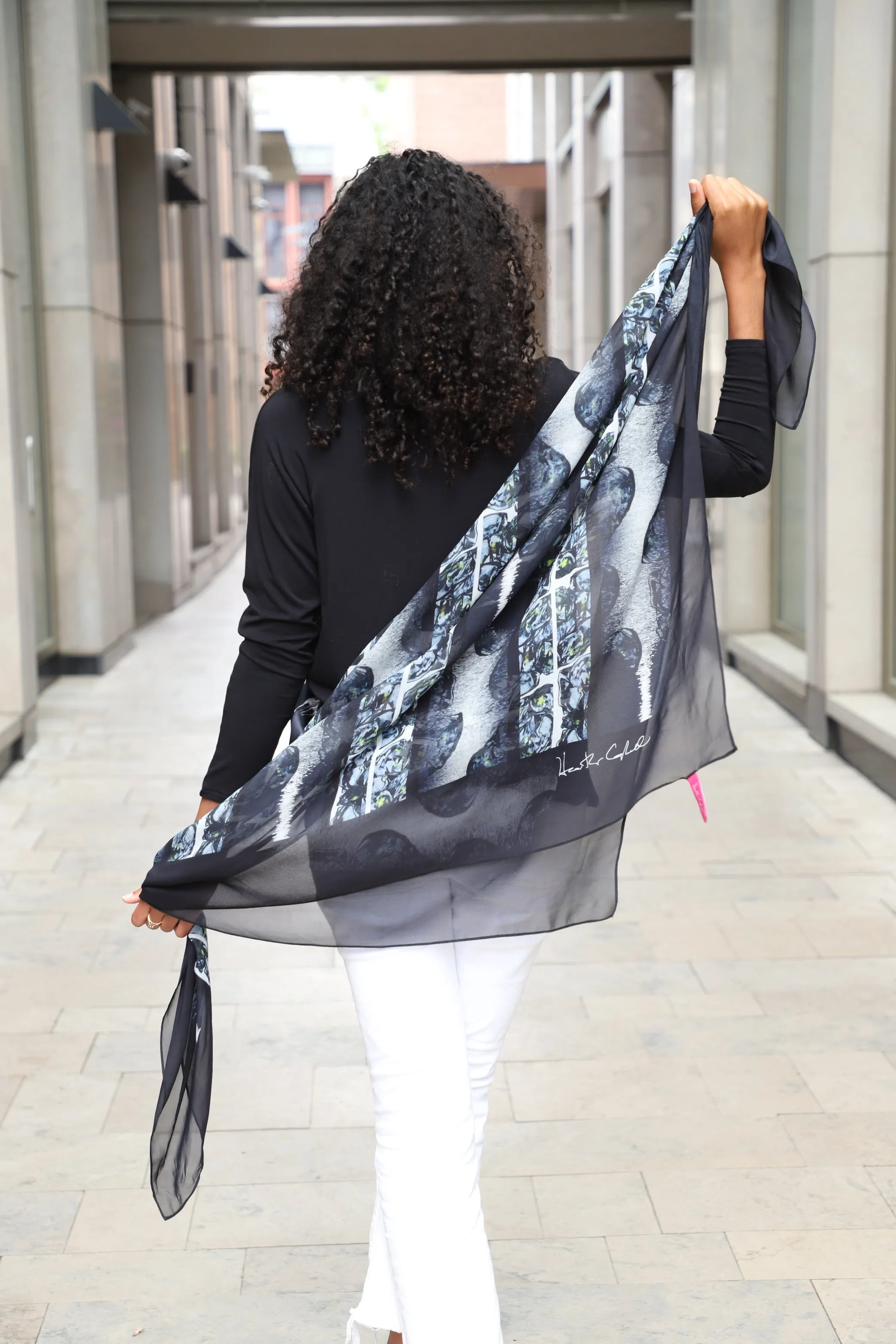 Silk Georgette Night Is My Oyster Scarf