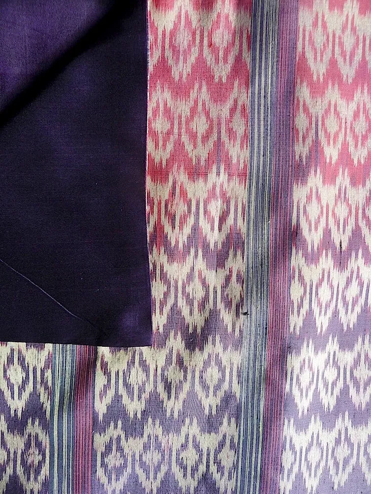 Silk Ikat Double Sided Shawl Cranberry Purple