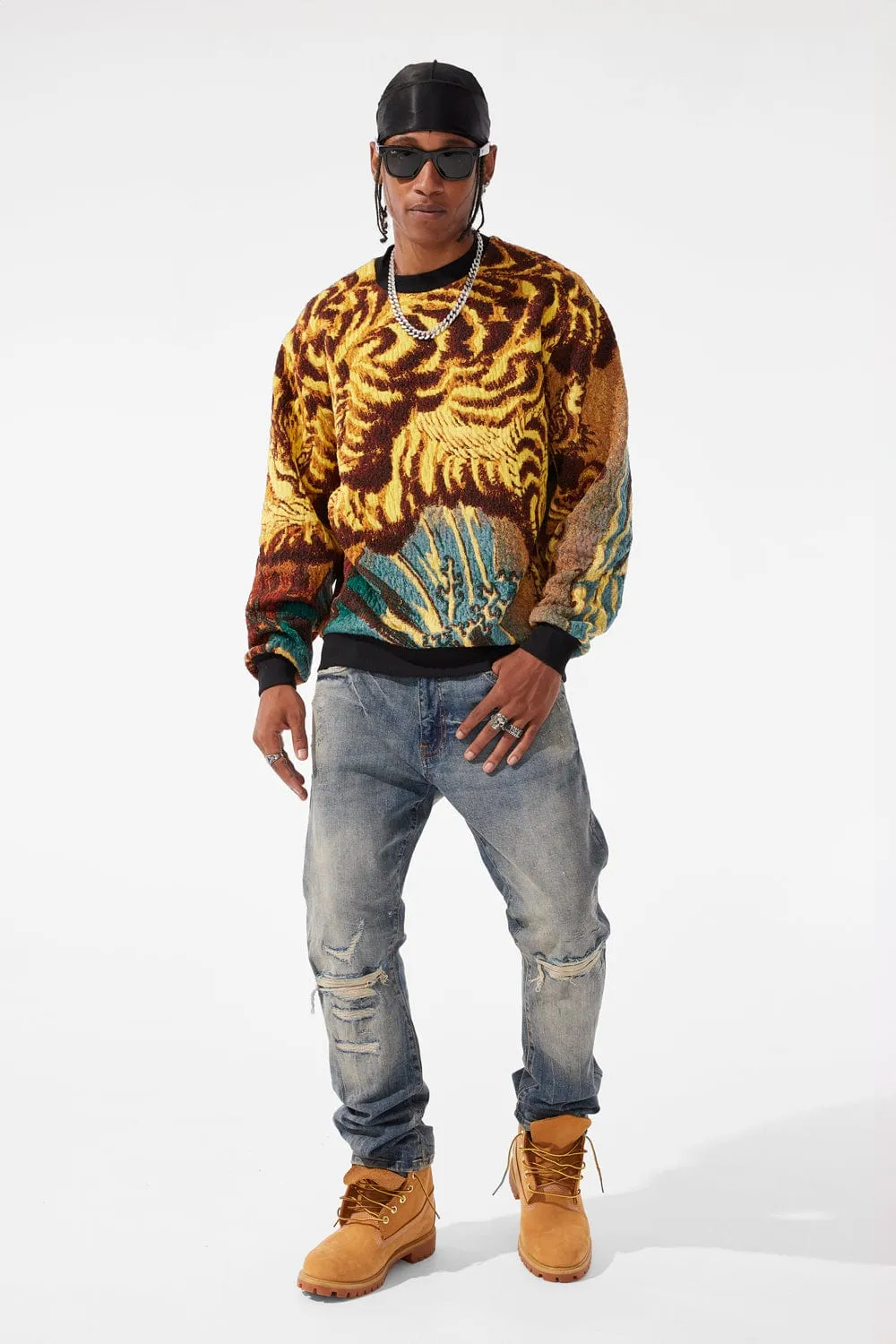 Silk Road Crewneck Sweater (Gold Dragon)