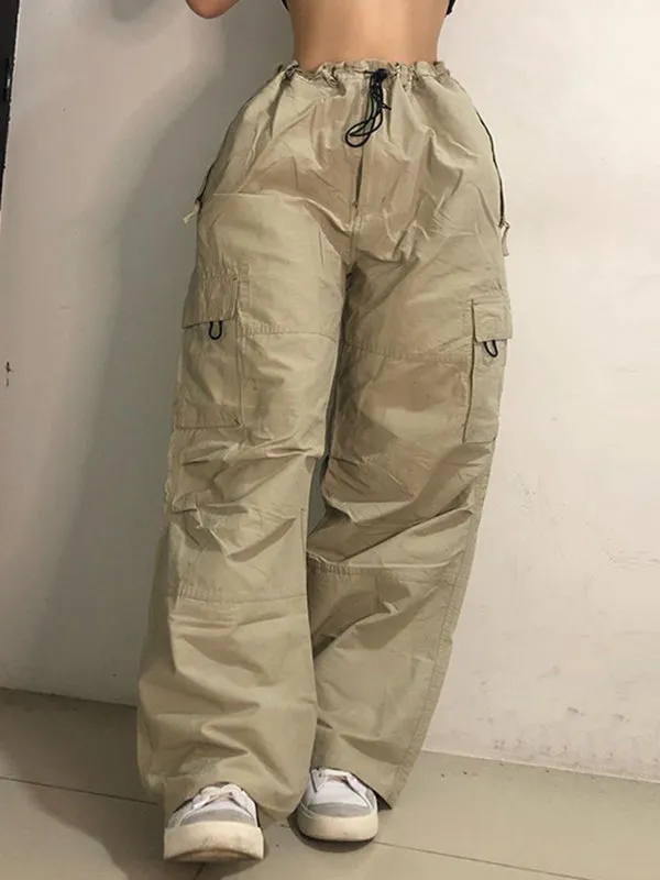 Size Friendly Low Waist Parachute Cargo Pants