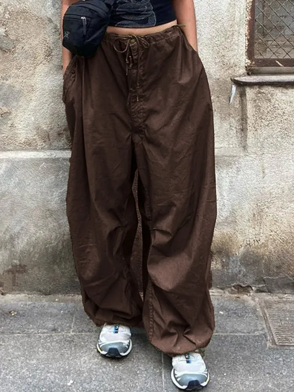 Size Friendly Low Waist Parachute Cargo Pants