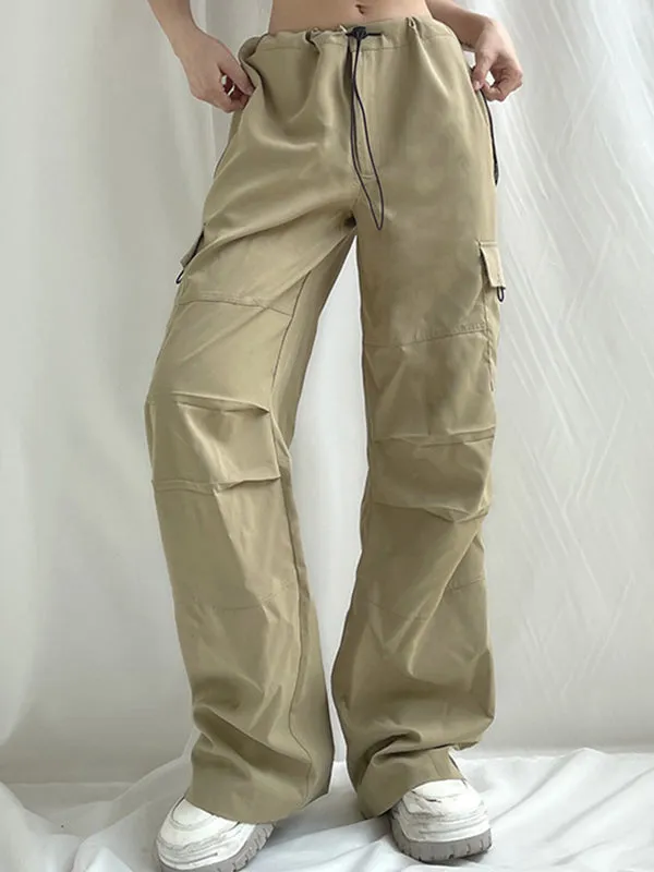 Size Friendly Low Waist Parachute Cargo Pants