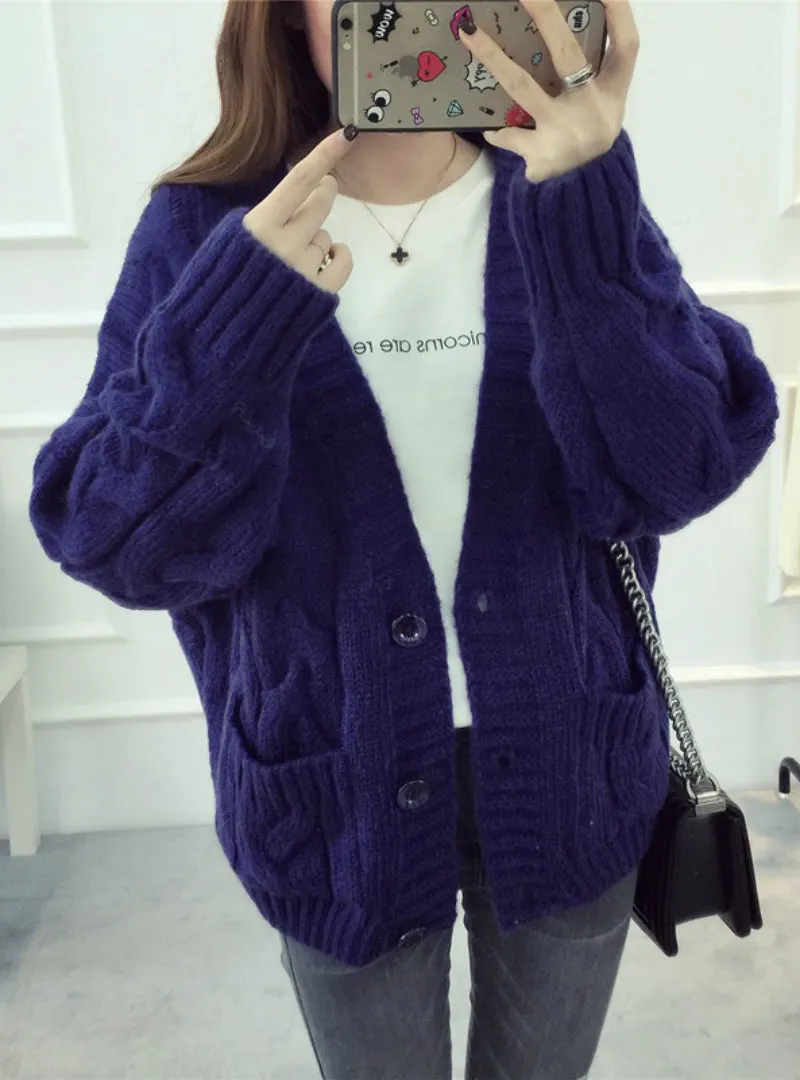 Spring Sweater Cardigan Female Twist Loose Sweater