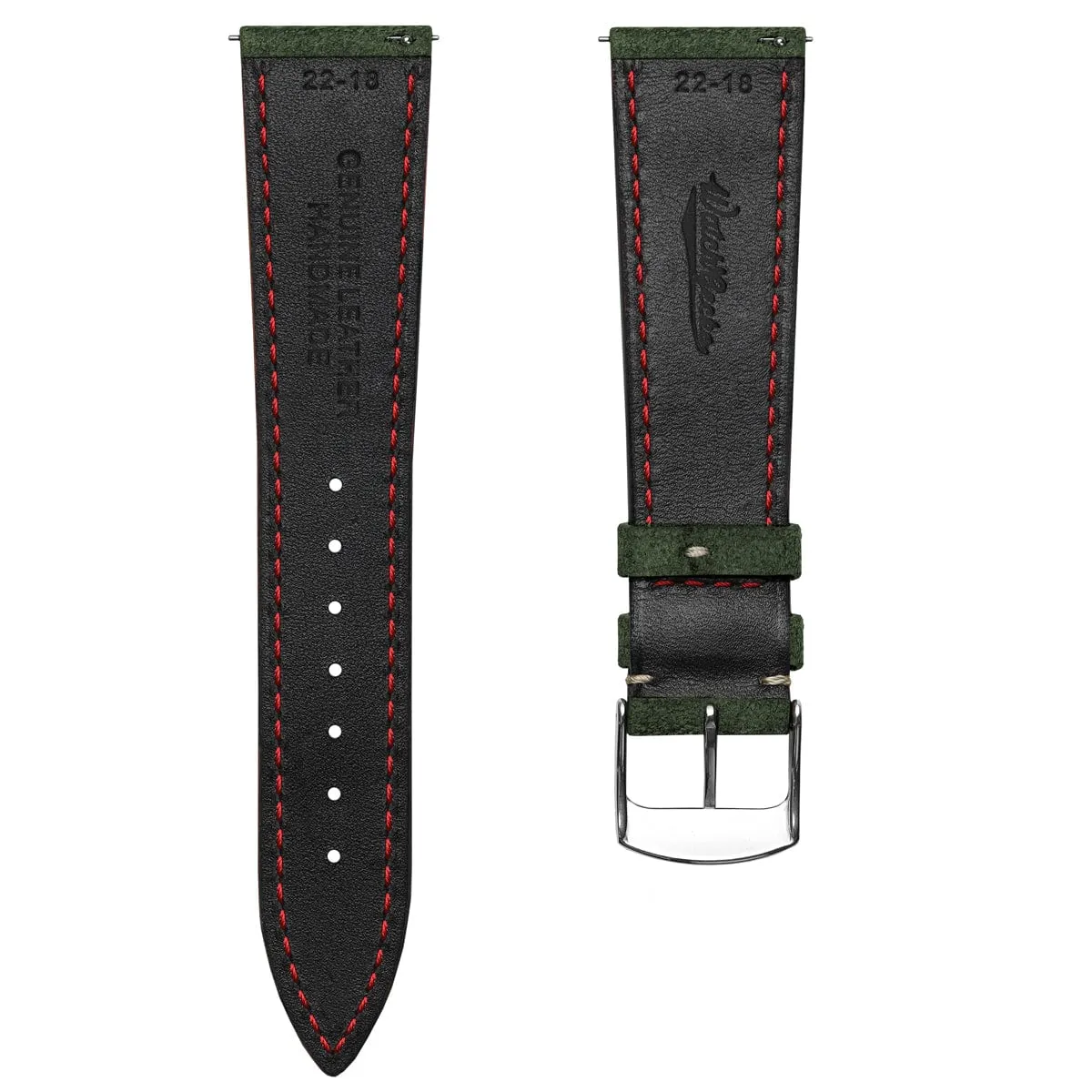 Stanton Conceria Opera Suede Padded Watch Strap - Forest Green