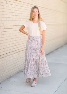 Stretch Waist Tiered Maxi Skirt