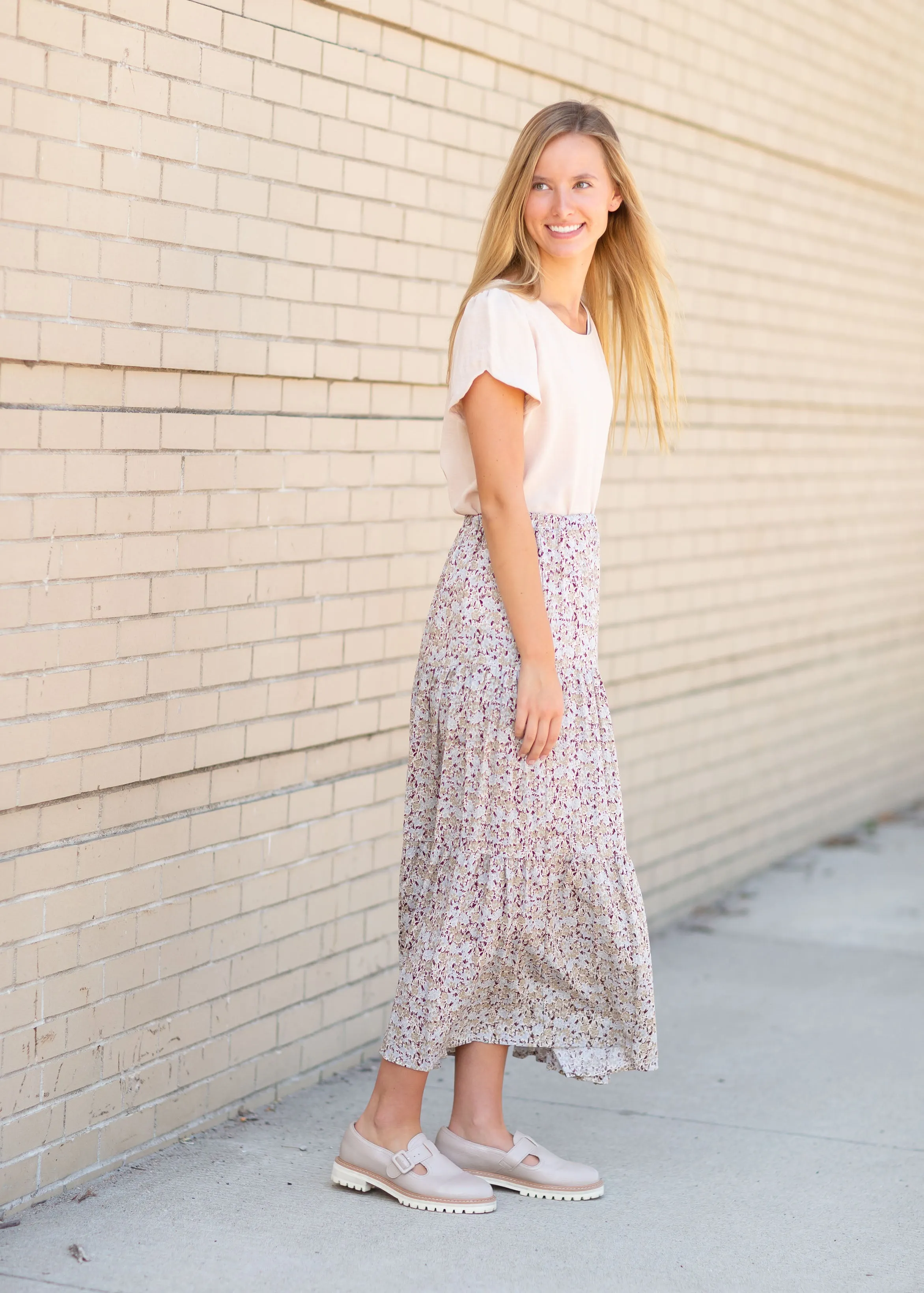 Stretch Waist Tiered Maxi Skirt