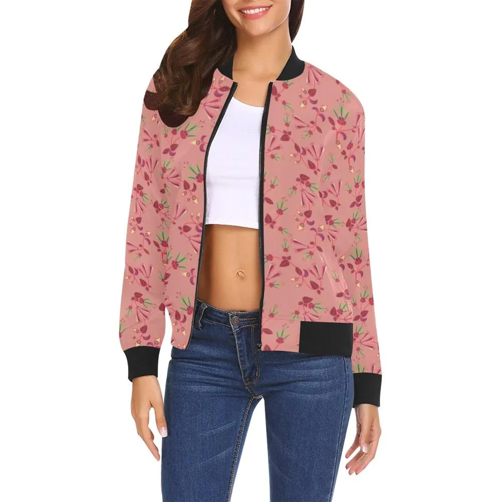 Swift Floral Peach Rouge Remix Bomber Jacket for Women