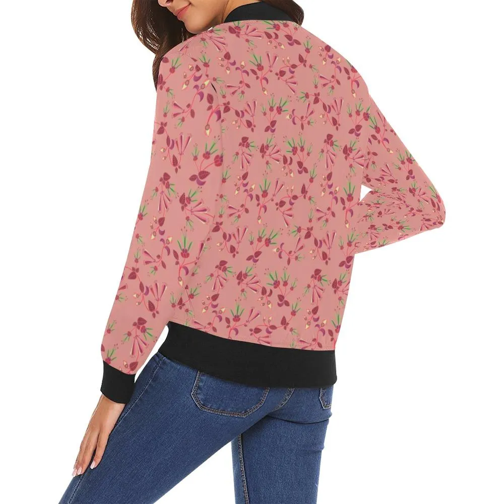 Swift Floral Peach Rouge Remix Bomber Jacket for Women