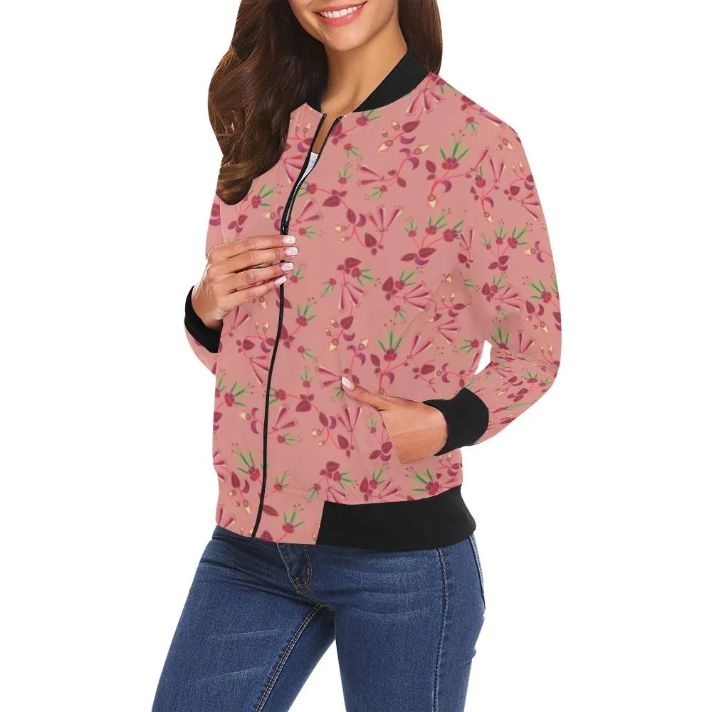 Swift Floral Peach Rouge Remix Bomber Jacket for Women