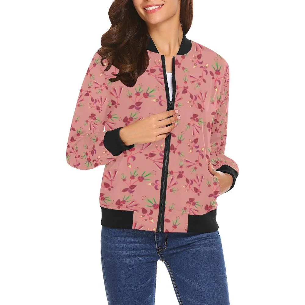 Swift Floral Peach Rouge Remix Bomber Jacket for Women