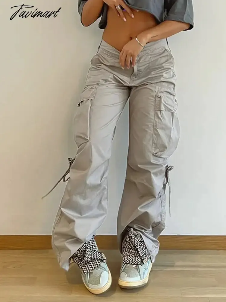 TAVIMART  Harajuku Punk Big Pockets Cargo Pants Women Autumn Y2K Casual Straight Pants Female Fashion Loose  Vintage Grunge 90s