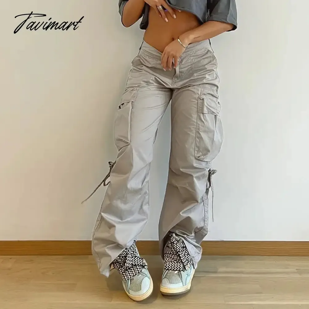 TAVIMART  Harajuku Punk Big Pockets Cargo Pants Women Autumn Y2K Casual Straight Pants Female Fashion Loose  Vintage Grunge 90s