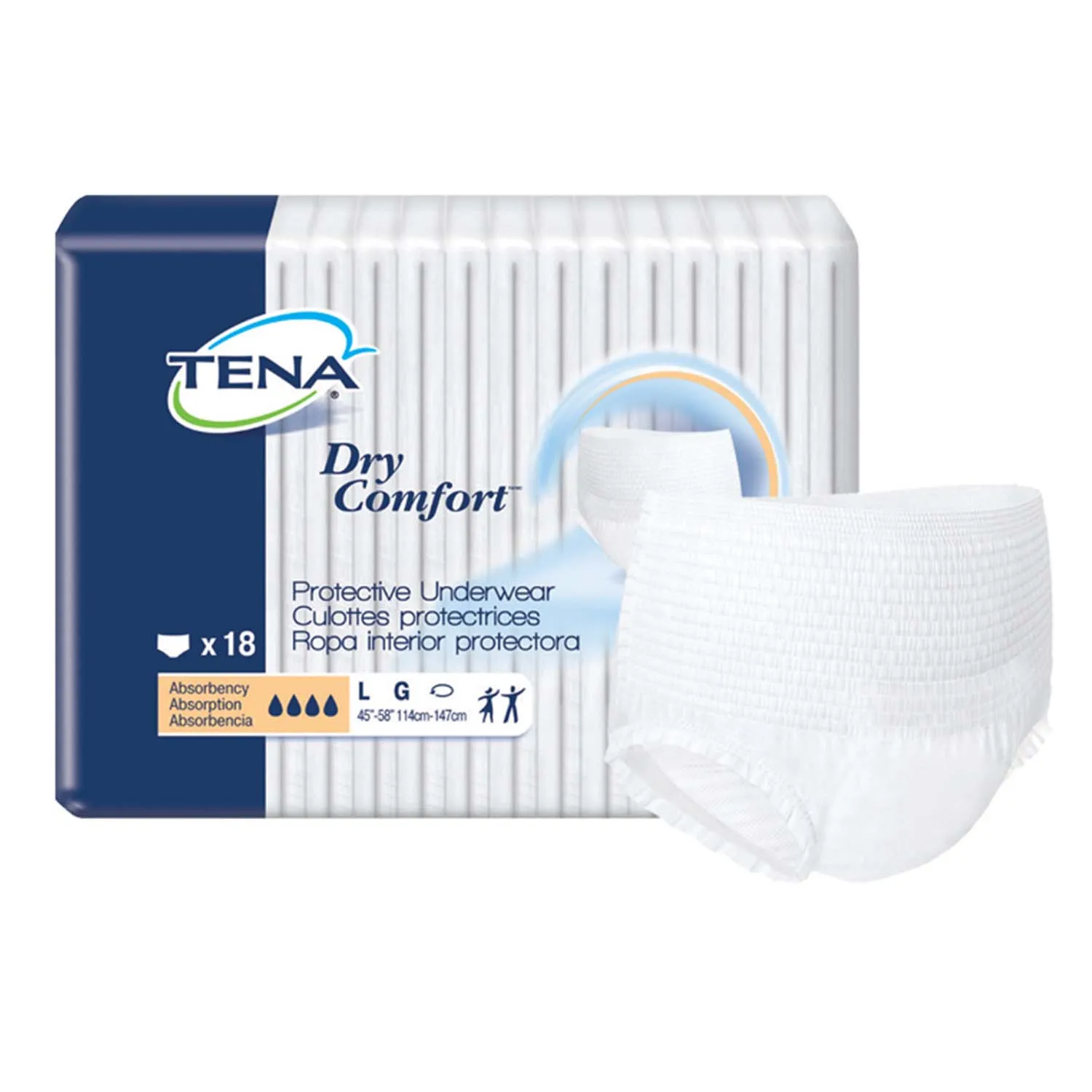 TENA Dry Comfort Protective Incontinence Underwear 45"- 58", Moderate Absorbency, Unisex, Large