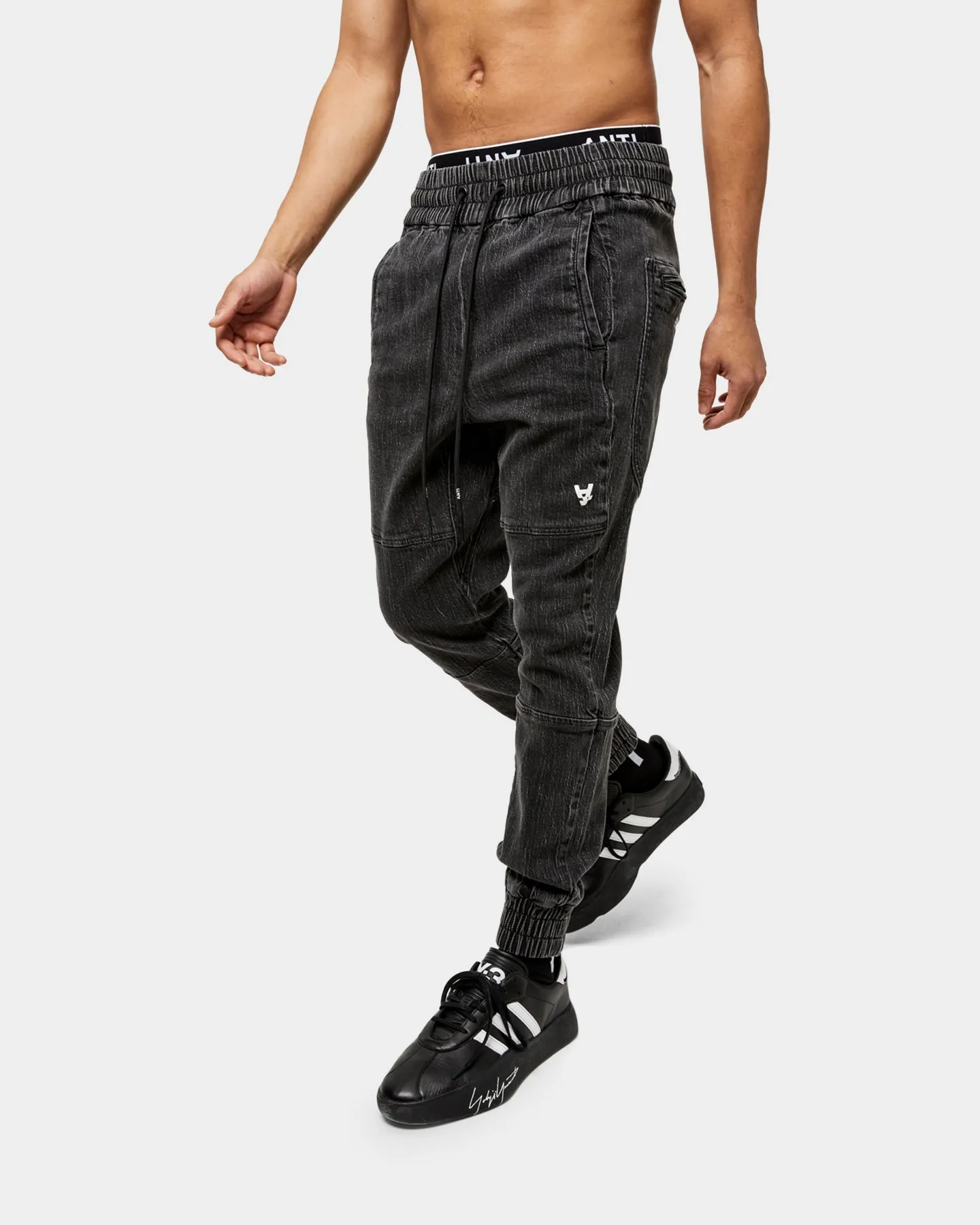 The Anti Order Denim Component Joggers Stone Wash Black