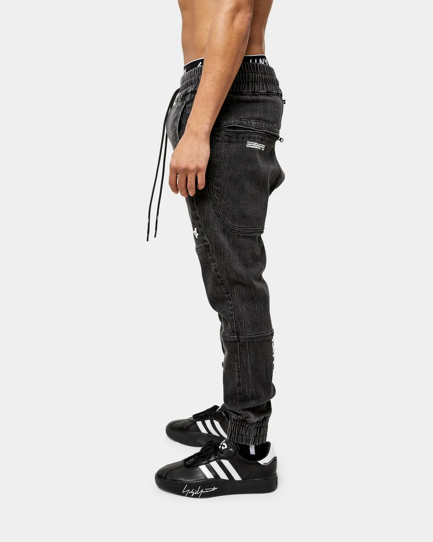 The Anti Order Denim Component Joggers Stone Wash Black