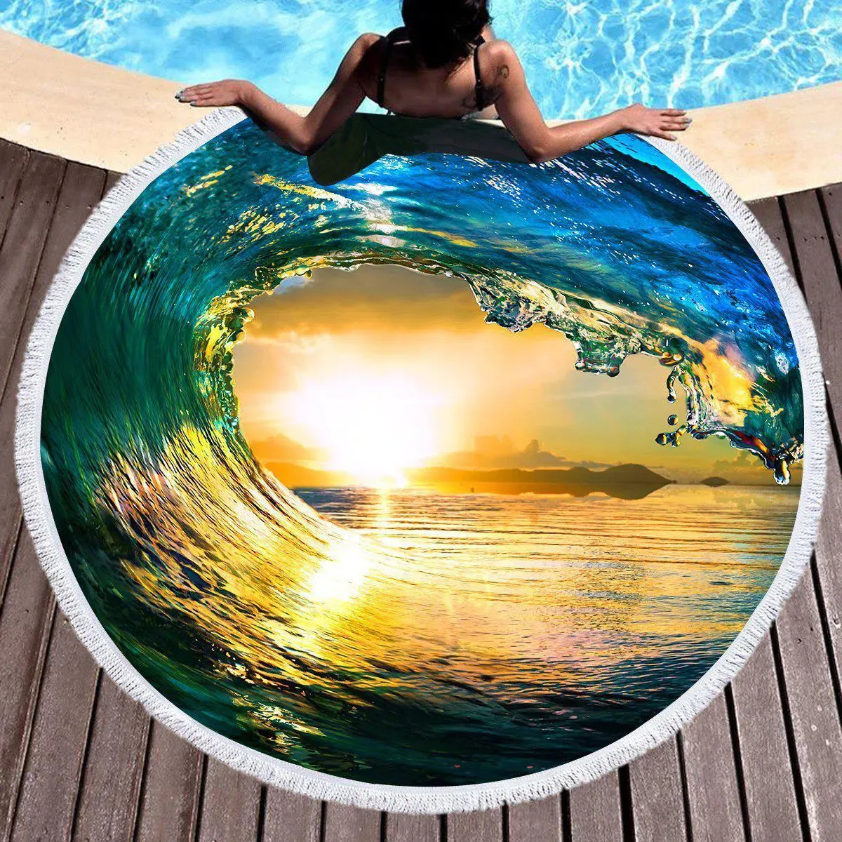 The Eye of the Ocean Round Beach Towel