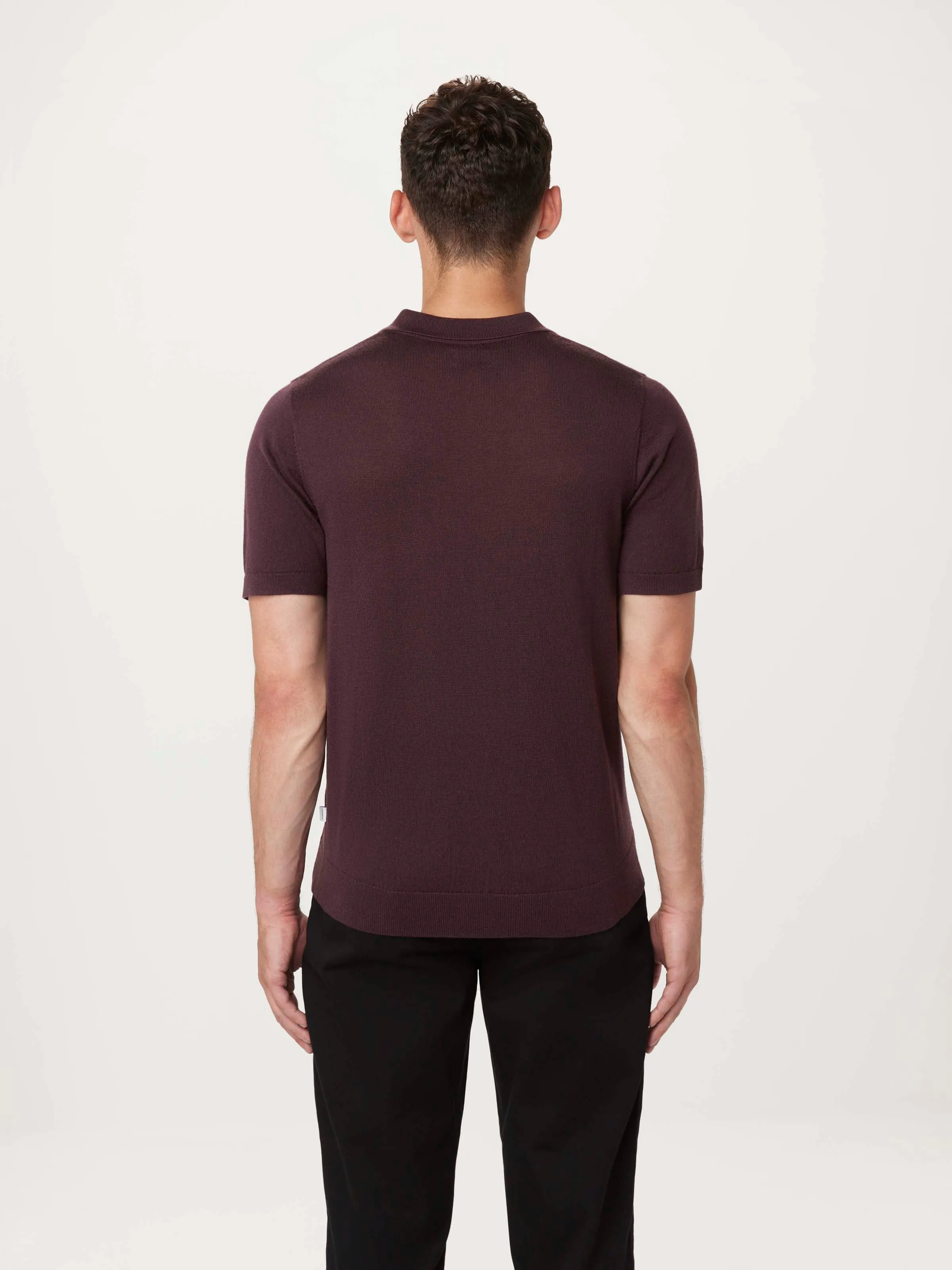 The Johnny Collar Merino Polo in Purple