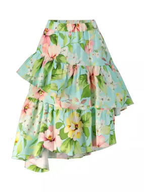 TWINSET Girl's Long floral poplin skirt green- 231GJ214C