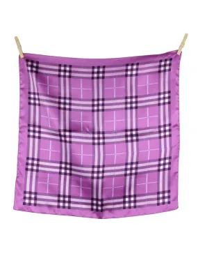 Vintage 2000s Y2K Grunge Academia Purple Tartan Plaid Check Print Square Bandana Neck Tie Scarf