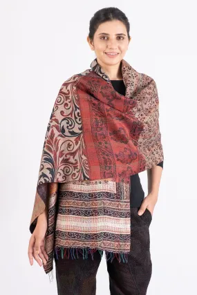 VINTAGE SILK KANTHA SHAWL MEDIUM - sv2802-brn -