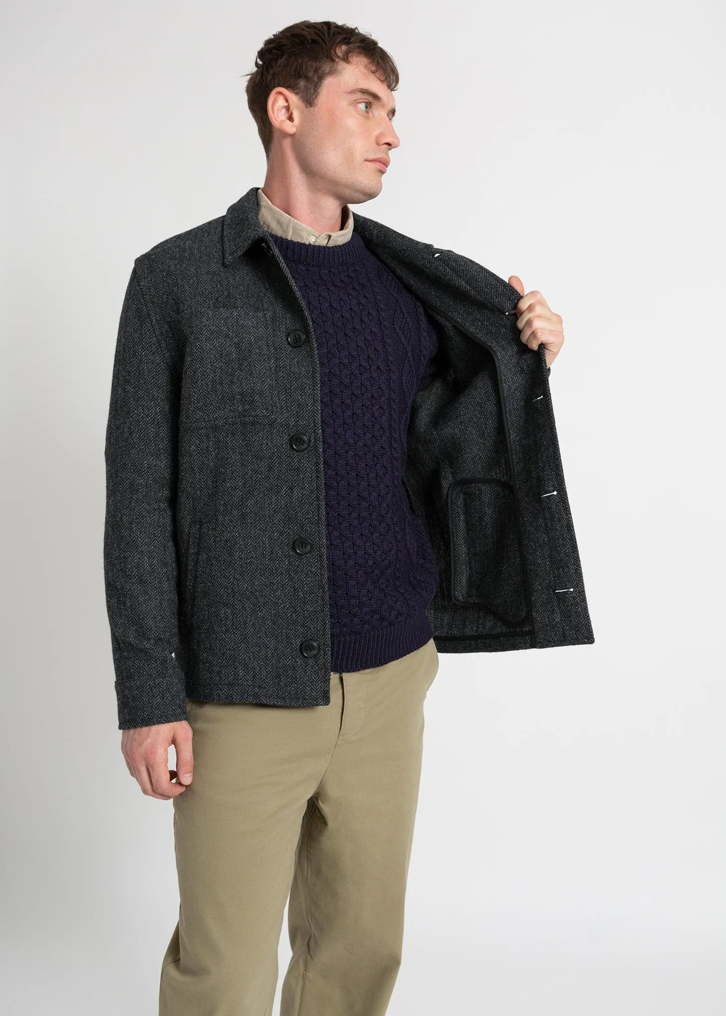 Walter Jacket Herringbone Charcoal