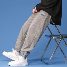 Wiaofellas  -  Pants Men's Fall New Loose Straight Casual Sports Men's Pants Drawstring Men's Pants Streetwear Men  Pleated Pants