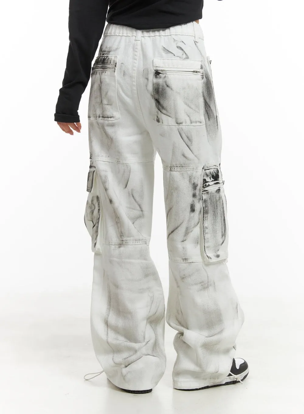 Wide Fit Pintuck String Cargo Pants CA426