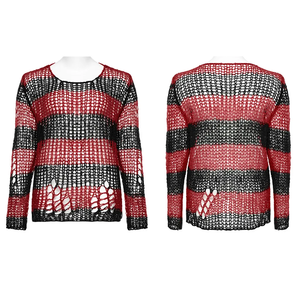 Women Gothic Striped Mohair Pullover Sweater