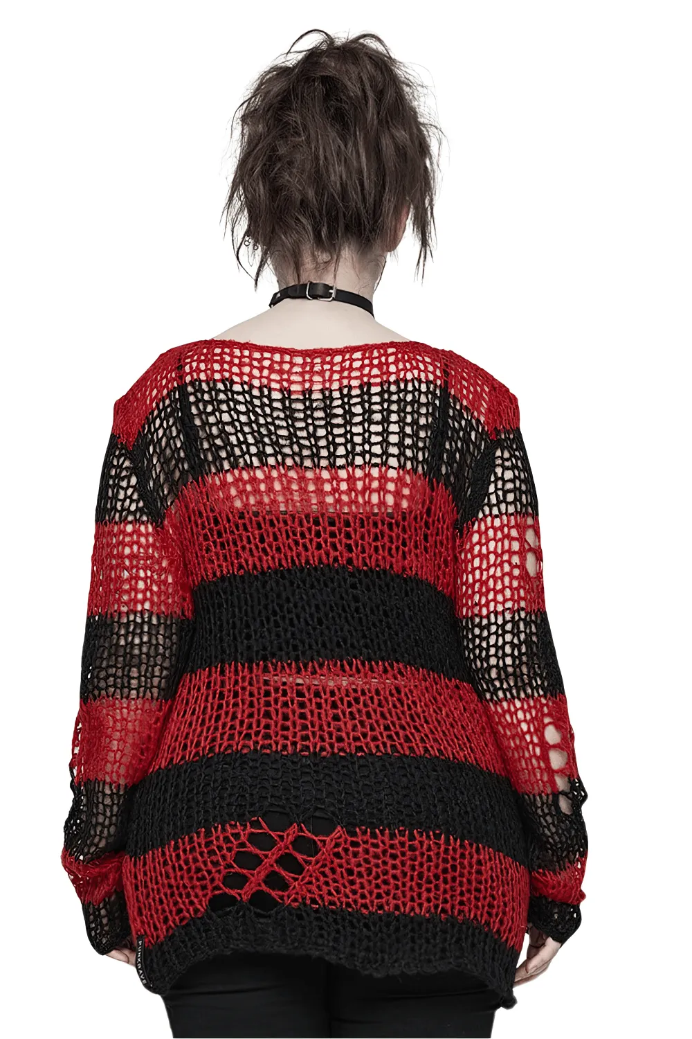 Women Gothic Striped Mohair Pullover Sweater