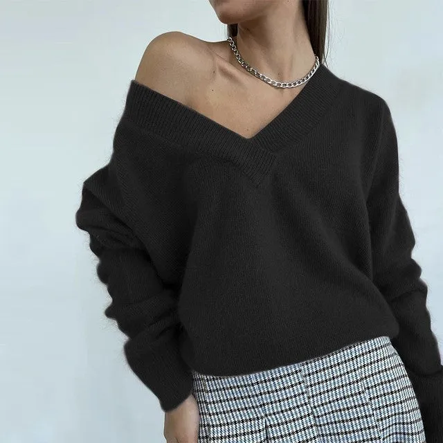 Women Soft Casual Loose Sweater Pullovers Tops