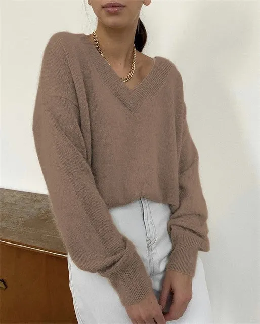 Women Soft Casual Loose Sweater Pullovers Tops