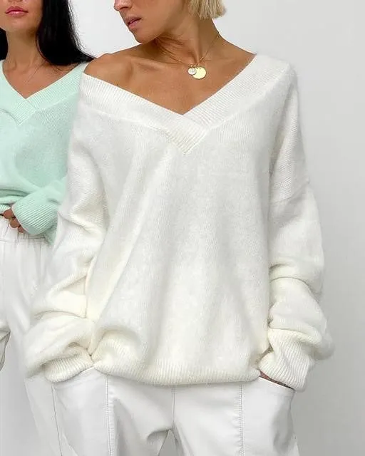 Women Soft Casual Loose Sweater Pullovers Tops