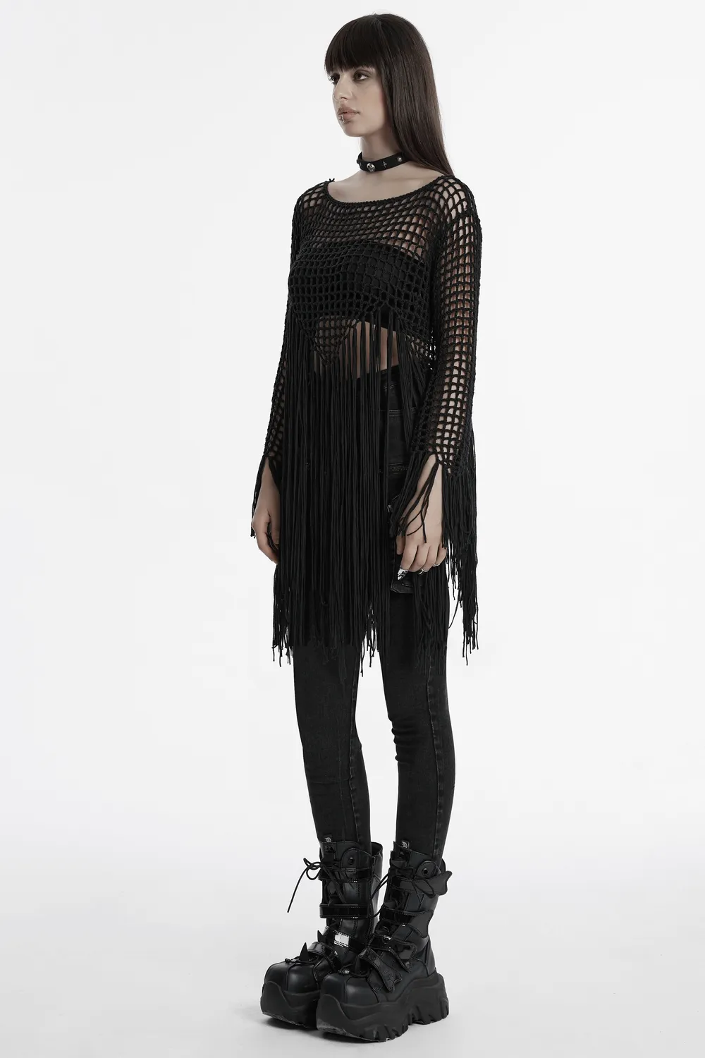 Women's Gothic Tassel Knit Hollow Out Sweater