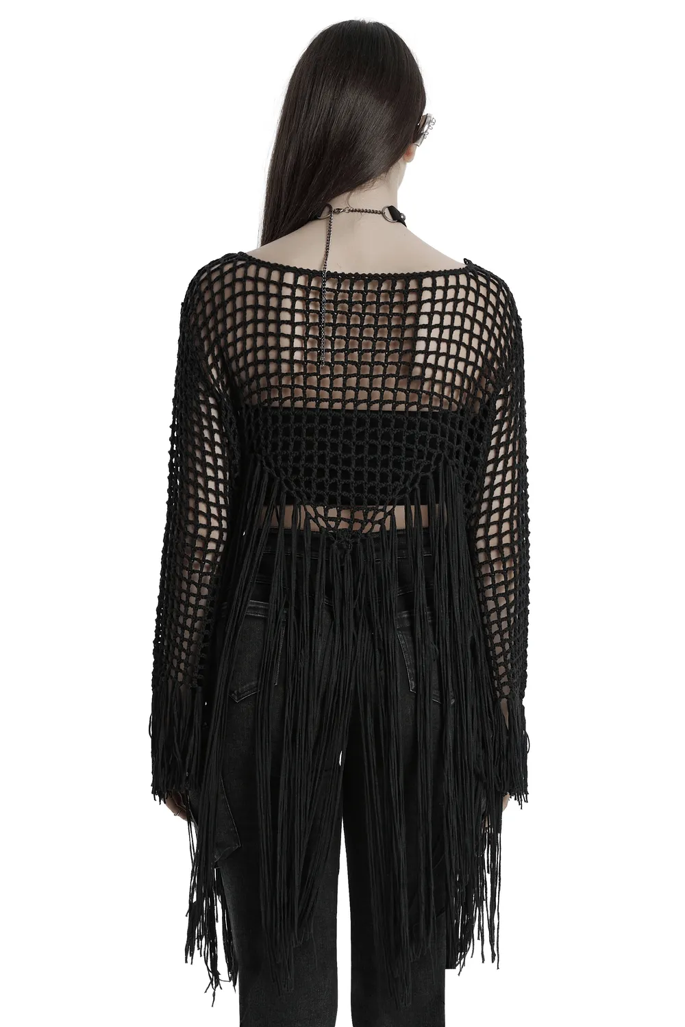 Women's Gothic Tassel Knit Hollow Out Sweater